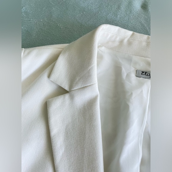 Vintage Eliza J White Blazer Jacket 3/4 Sleeve Minimalist Career Office Size M - Picture 8 of 16